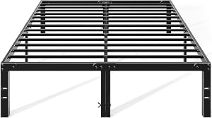 OLIXIS Metal Queen Bed Frame - 14in High with Storage Space, No Box Spring Needed with Stu
