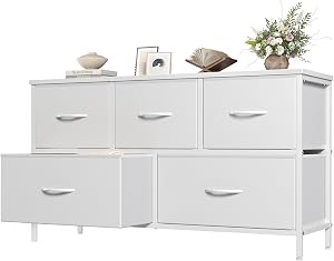 OLIXIS Dresser for Bedroom with 5 Drawers, Wide Chest of Drawers, Fabric Bedroom Dresser w
