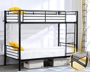 Bonnlo Bunk Bed Twin Over Twin for Kids/Teens/Adults Heavy Duty 2 Decker Bed with Flat Lad