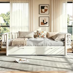 Bellemave Metal Queen Daybed Frame with Storage Drawers & Detachable Fence, Can be Tra