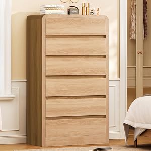 TEENFON Tall Dresser for Bedroom with 6 Drawers, 49.2" Tall Dressers & Chest of D