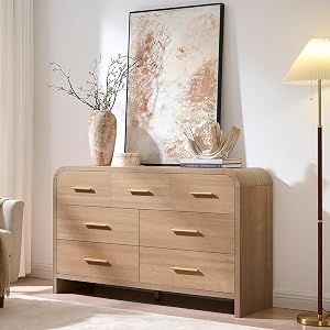 EliteSet Curved 7 Drawer Dresser for Bedroom, 53.82'' Wide Chest of Drawers, Modern Storag