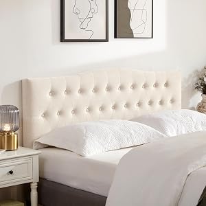 Huatean Home Tufted Upholstered Headboard Queen Size, Sturdy and Durable Solid Wood Bed he