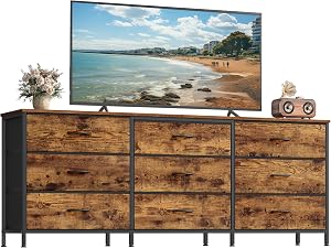 SONGMICS BELLAH Collection - Dresser for Bedroom, TV Stand for TVs Up to 70 Inches, Chest