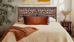 COTTON CRAFT Solid Wood Sturdy Queen Headboard - Compatible with All Bed Frame - Intricate